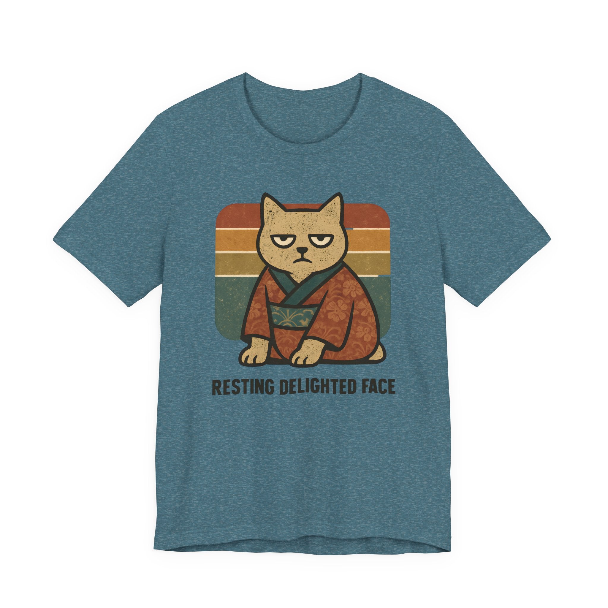 Resting Delighted Face - Grumpy Kimono Cat Vintage T-Shirt