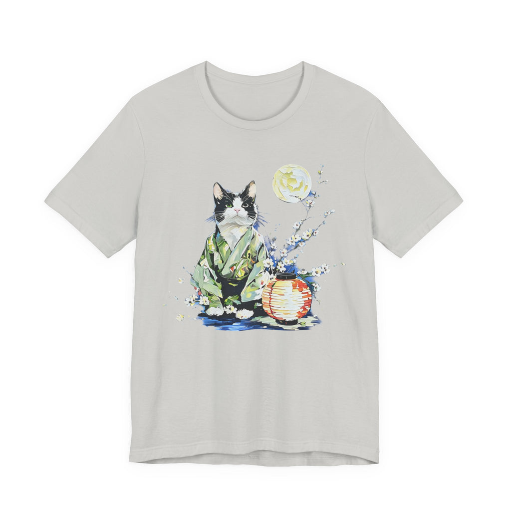 Moon Flower Cat Silhouette T-Shirt | Cat Illustration, Doodle Portrait