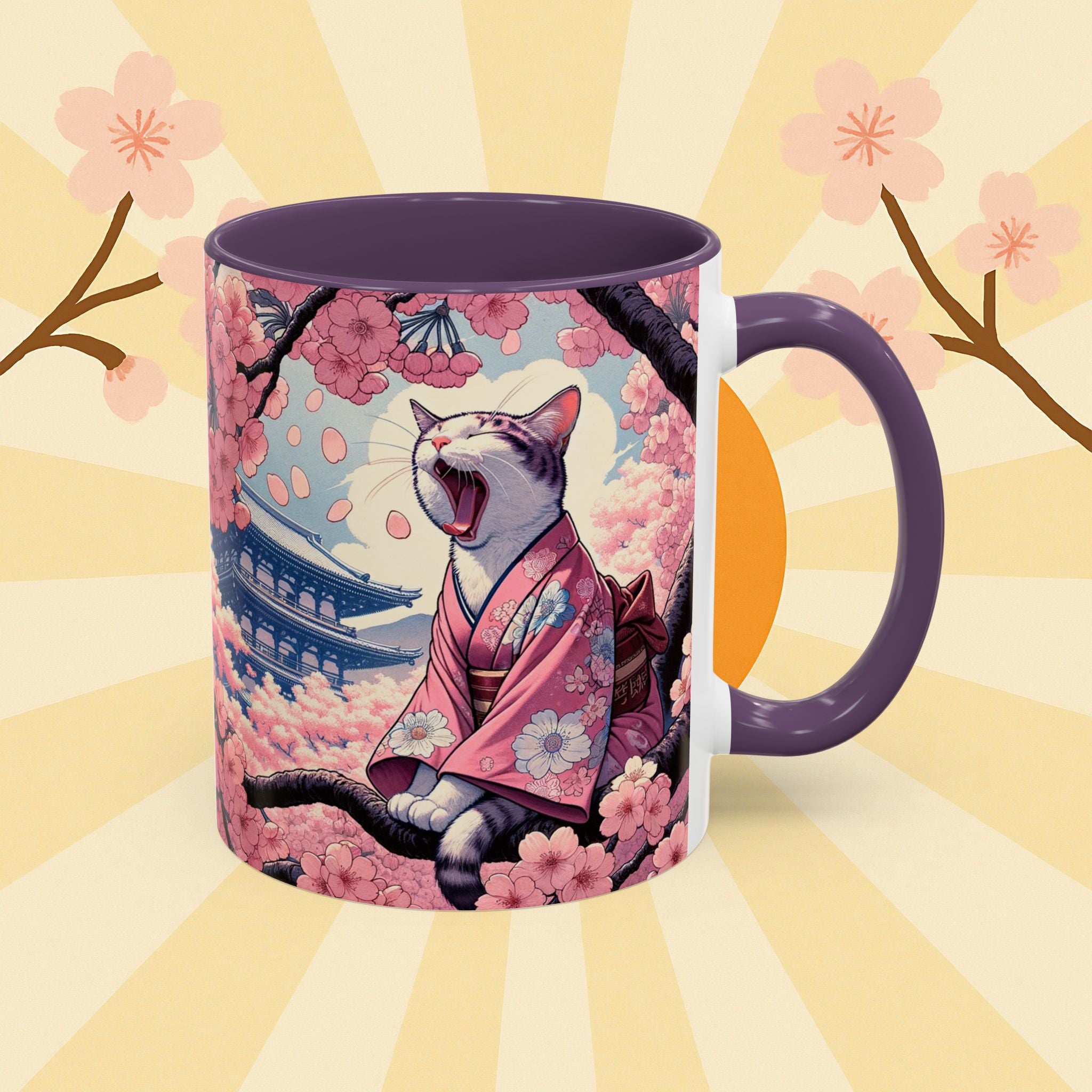 Sakura Cat Coffee Mug in Kimono Design - Kimono Cats Collection