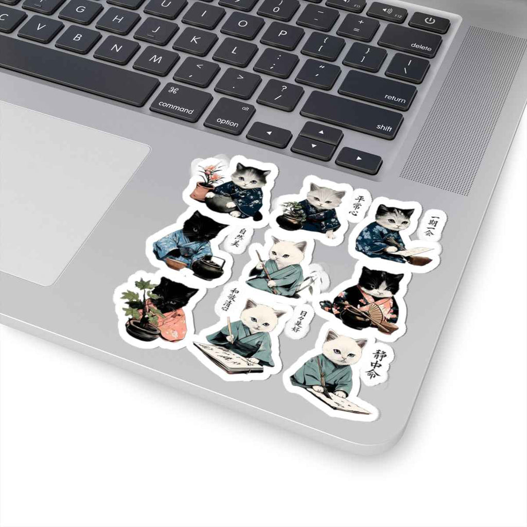 Zen Cat Illustrations Kiss-Cut Stickers for Hobby Cats | Kawaii Japanese Cats