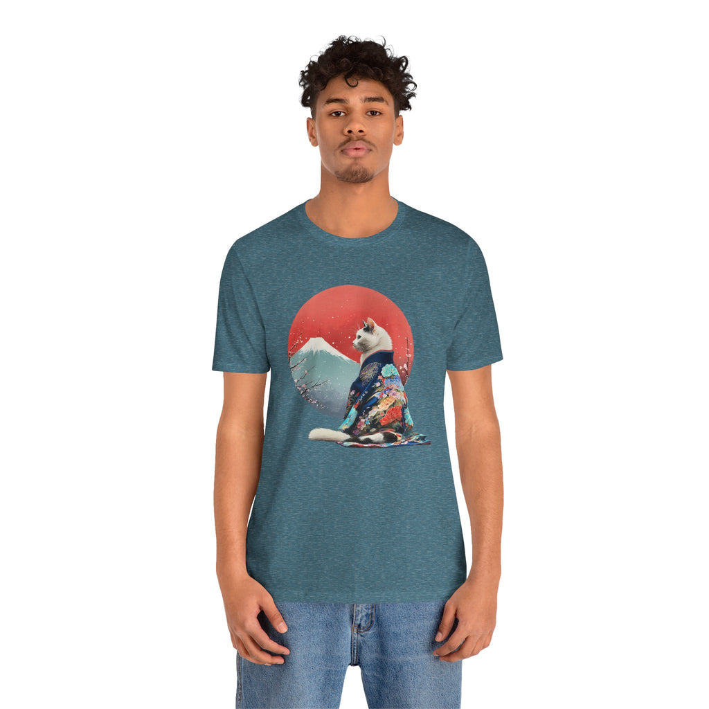 Kimono Cat with Red Sun T-Shirt | Unisex