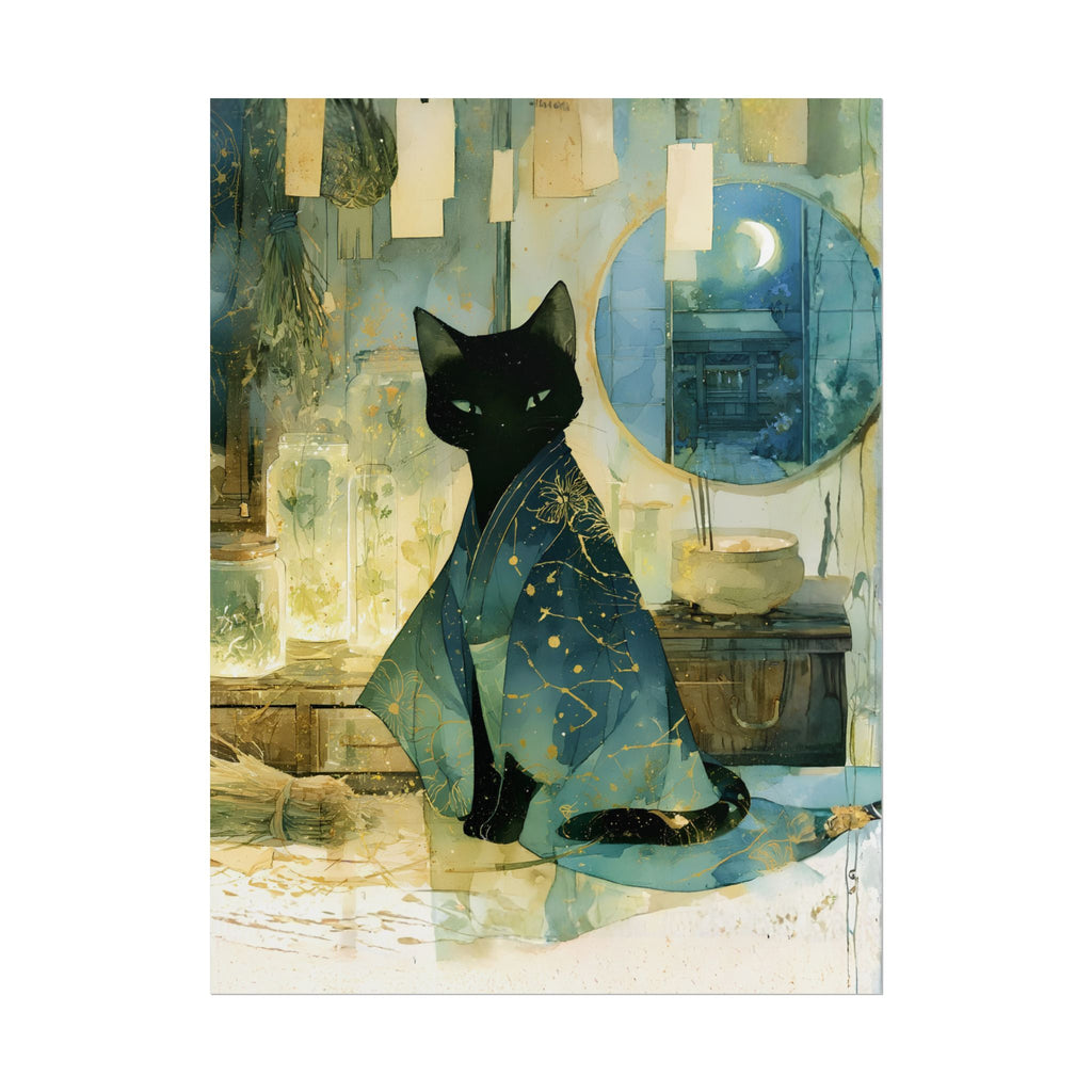 Mystic Night Cat Poster