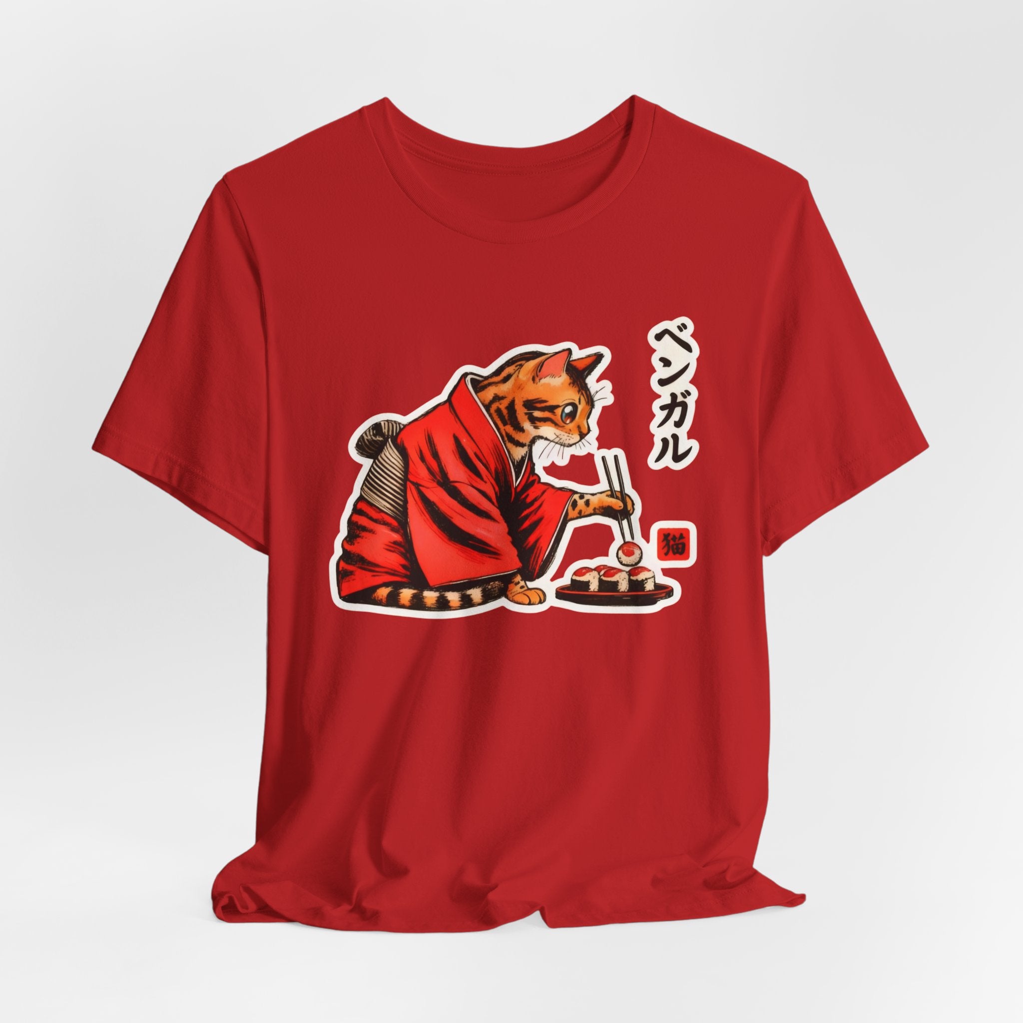 Kimono Sushi Cat Tee - Kawaii Bengal Cat Japanese Shirt