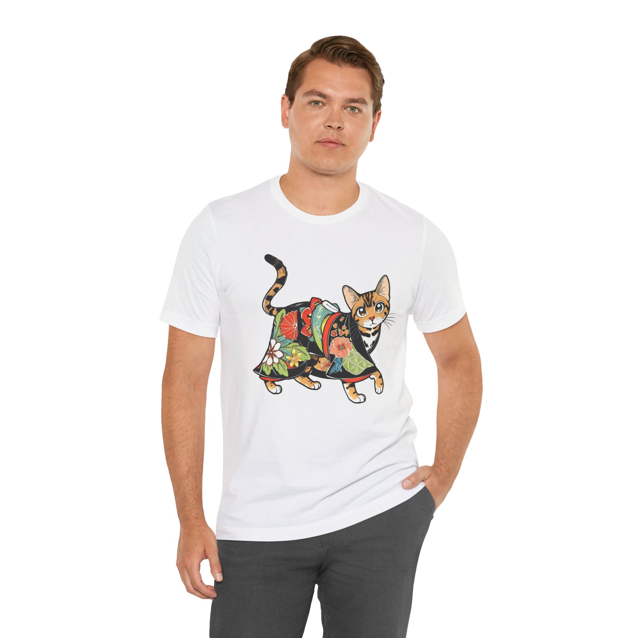 Zen Cat Shirt Japanese Gift Tee, Kimono Cat Bengal
