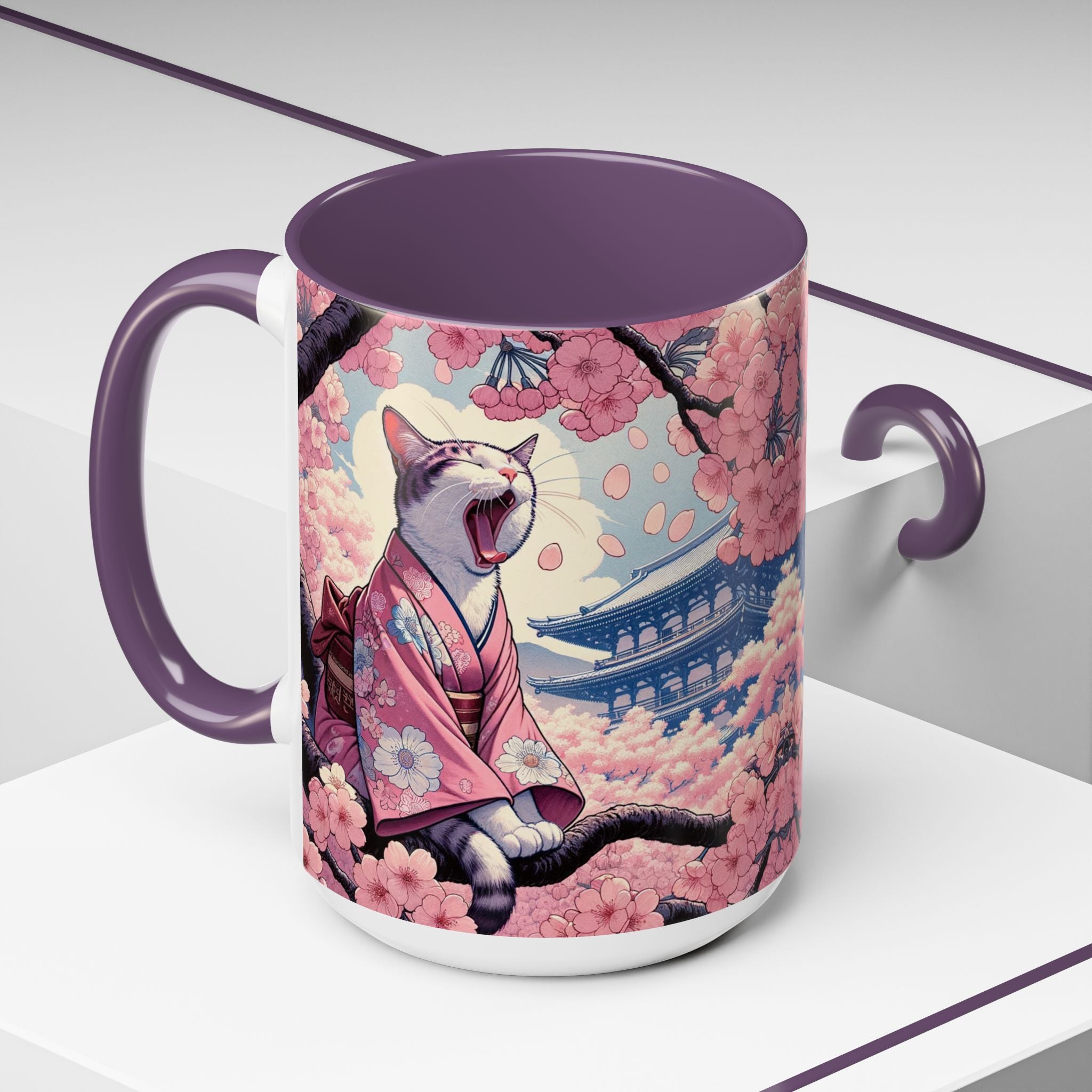 Sakura Cat Coffee Mug in Kimono Design - Kimono Cats Collection