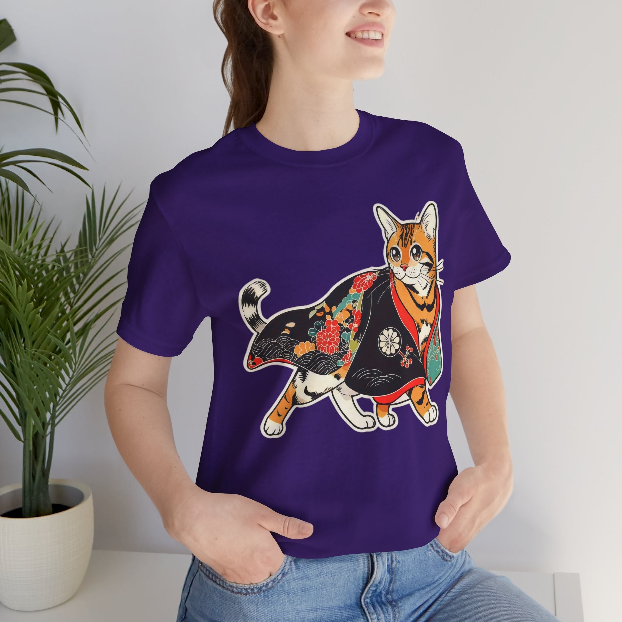 Japanese Neko Cat Shirt Calm Gift Tee, Kimono Neko Bengal