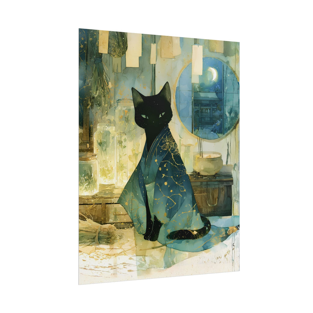 Mystic Night Cat Poster
