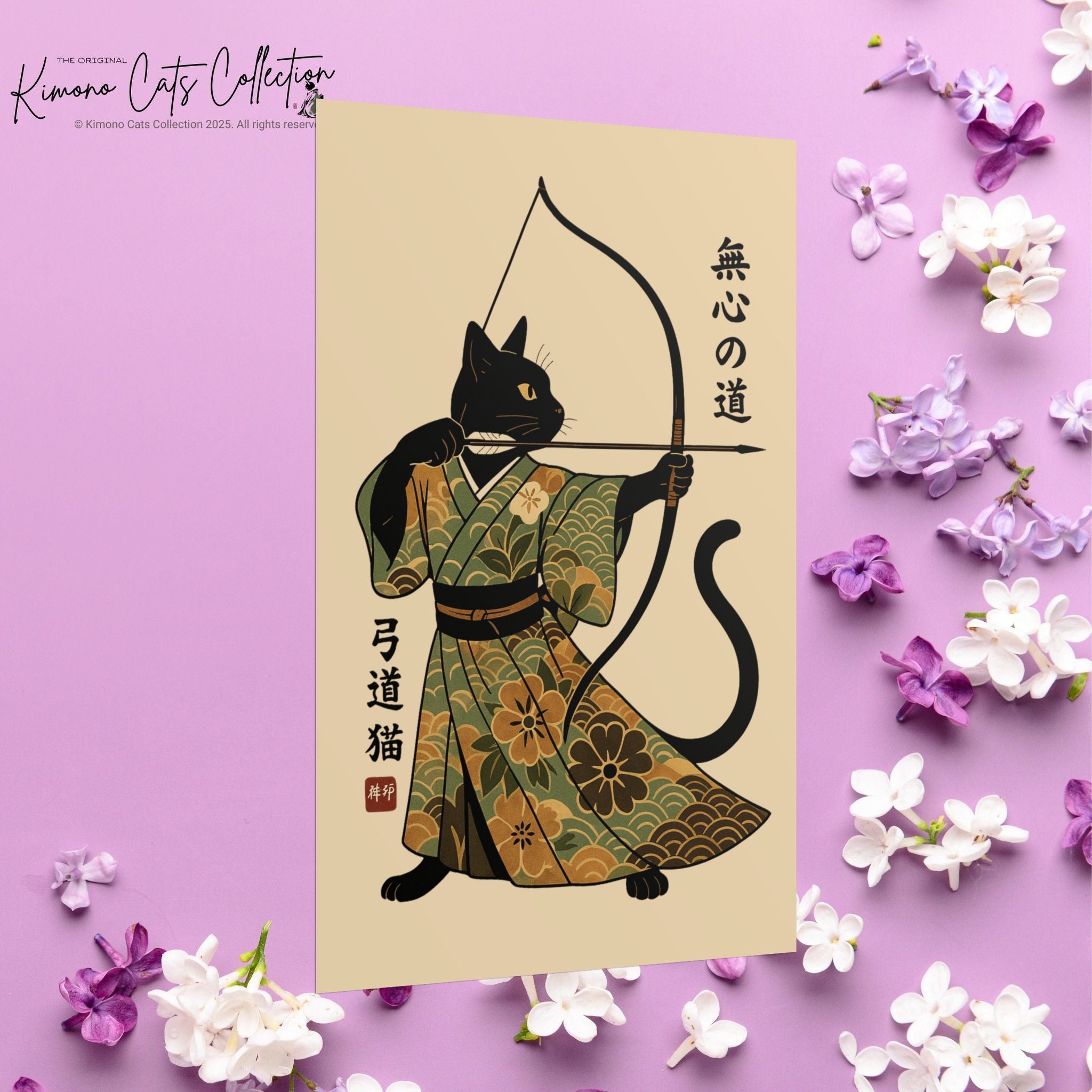 Kyūdō Cat Wall Art – The Way of No-Mind (弓道猫 • 無心の道)