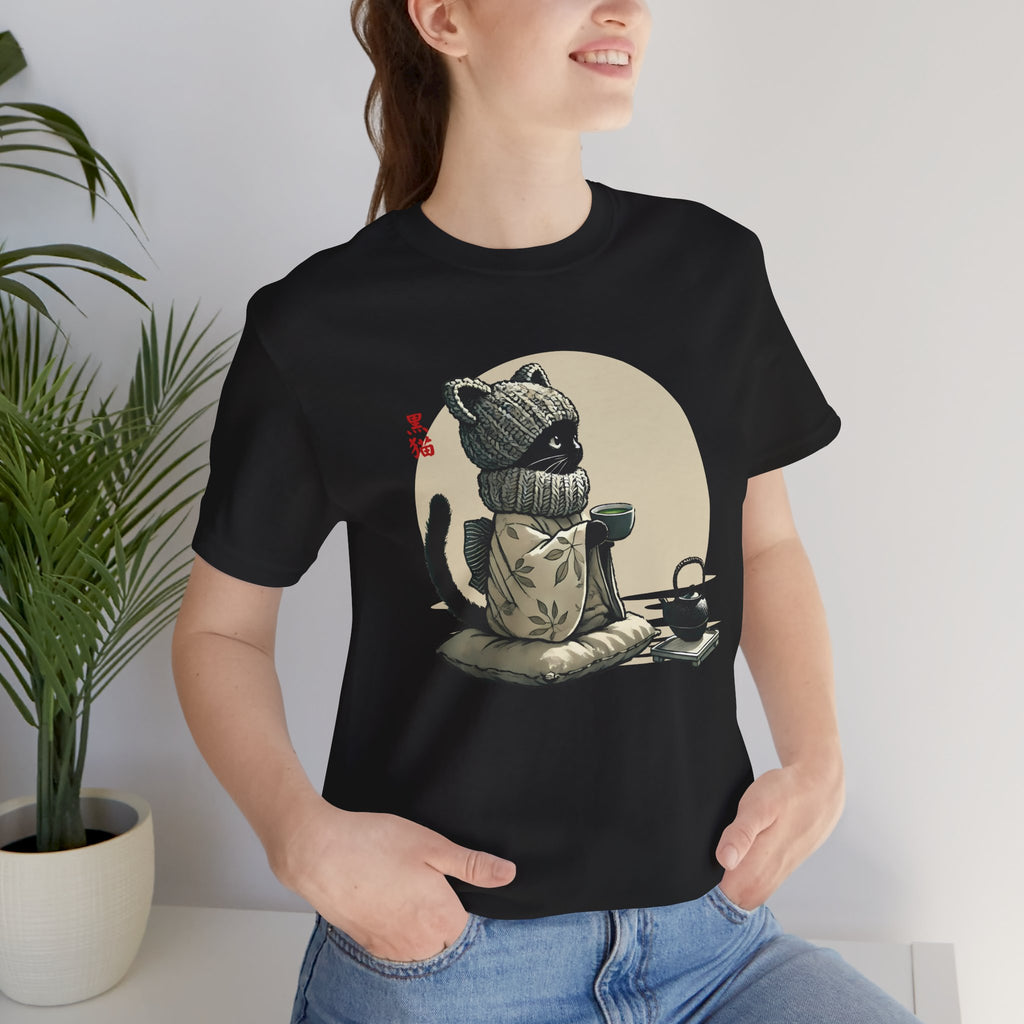 Cozy Black Cat Tea Time - T-Shirt