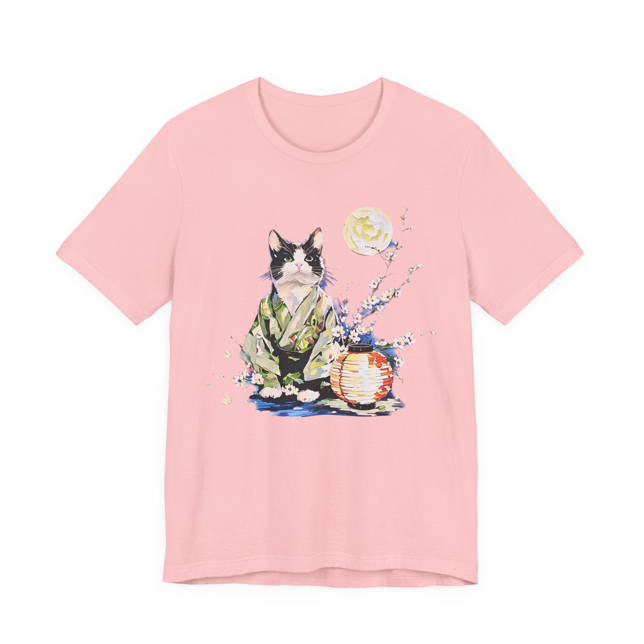 Moon Flower Cat Silhouette T-Shirt | Cat Illustration, Doodle Portrait