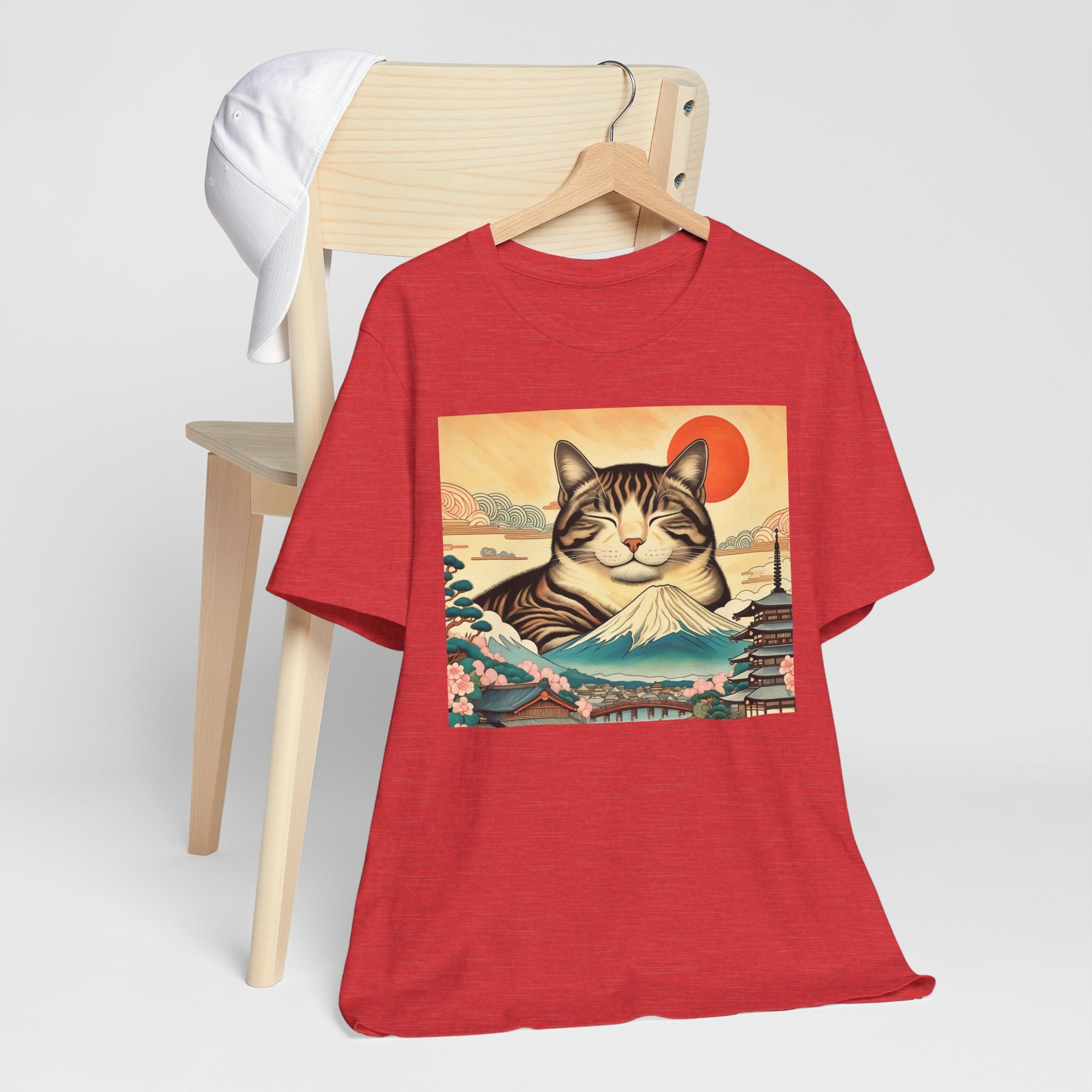 Sakura Mt. Fuji Cat Shirt - Cute Cat T-Shirt Inspired by Japanese Culture - Kimono Cats Collection