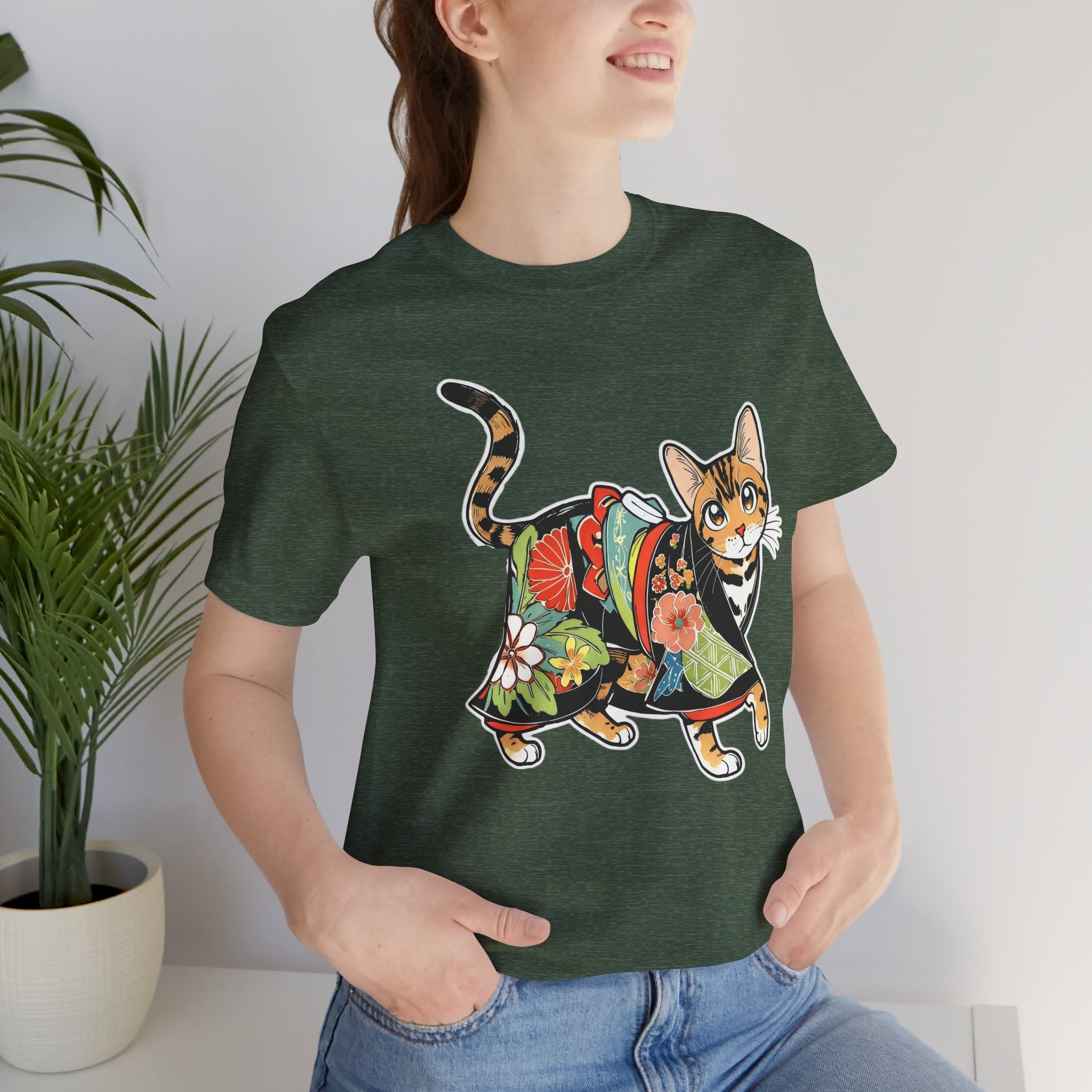 Zen Cat Shirt Japanese Gift Tee, Kimono Cat Bengal
