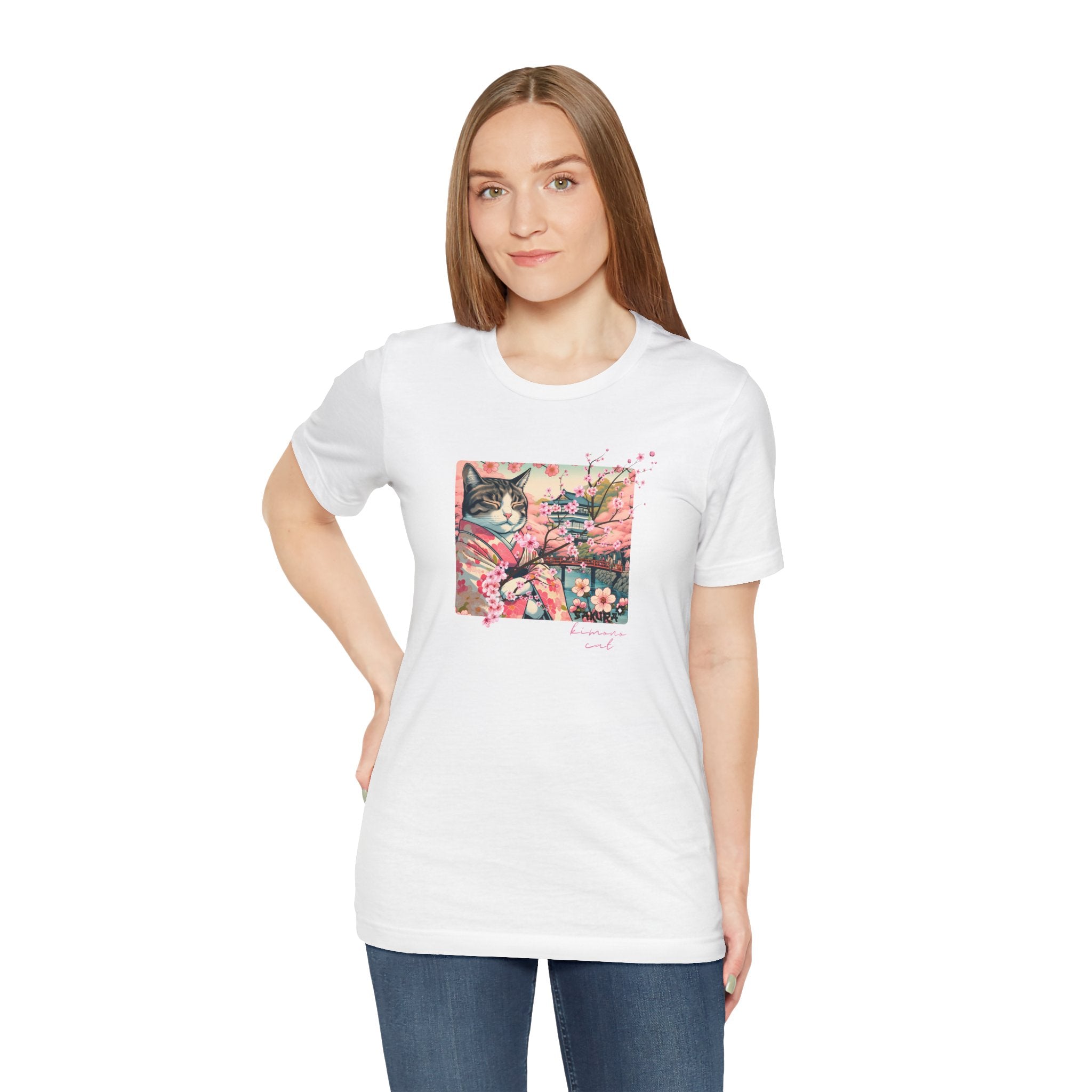 Sakura Kimono Cat Tee - Unisex Stylish T-Shirt for Cat Lovers - Kimono Cats Collection