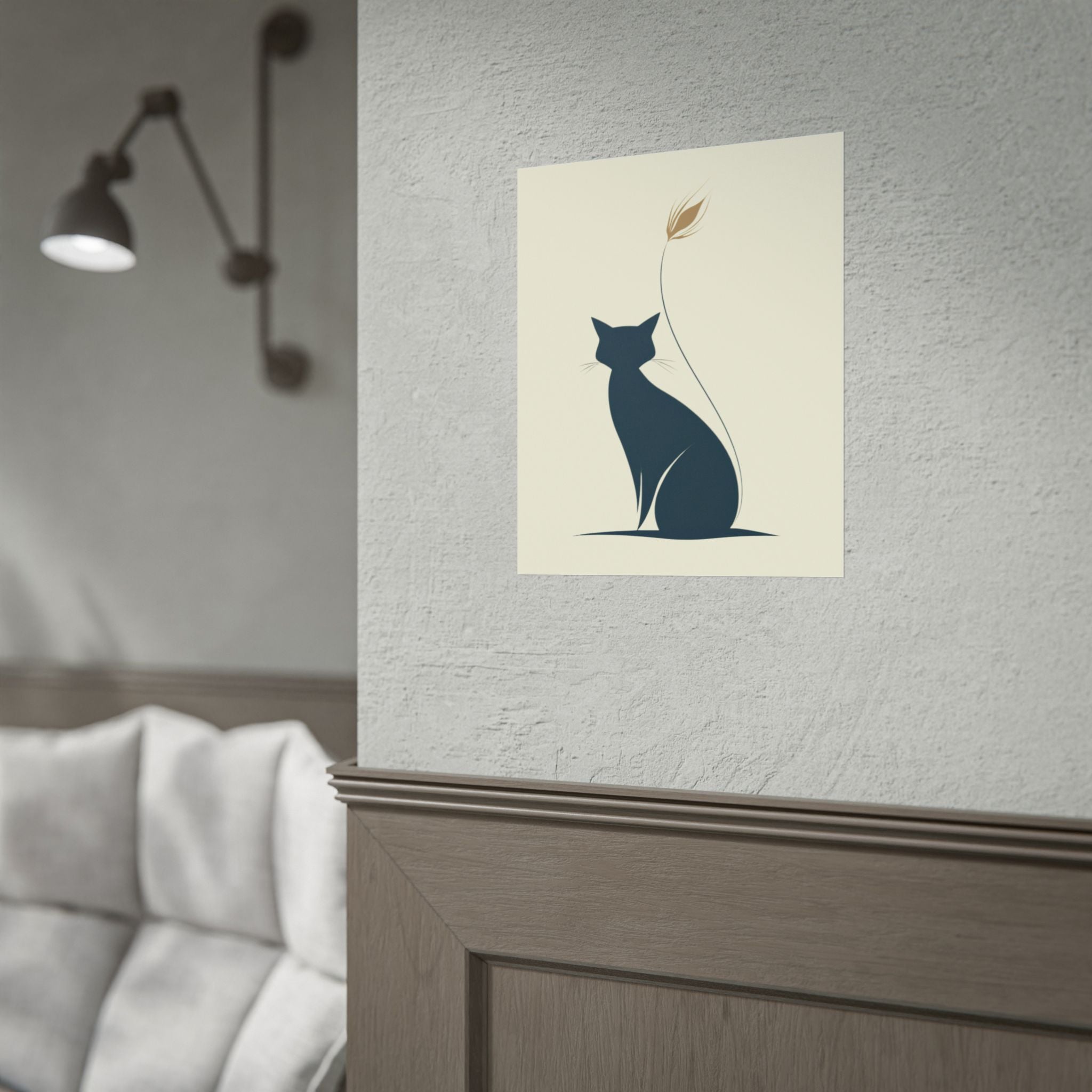 Minimalist Cat Silhouette Poster - Modern Rolled Wall Art