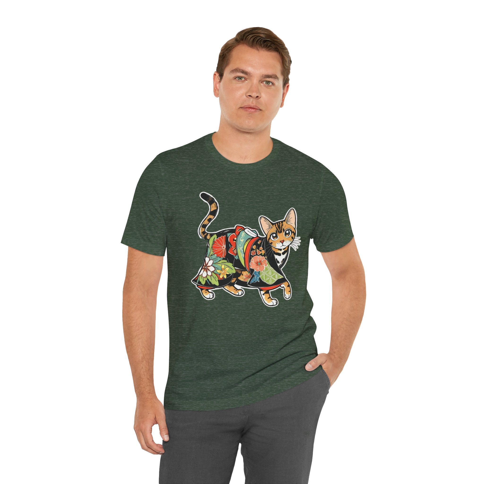 Zen Cat Shirt Japanese Gift Tee, Kimono Cat Bengal