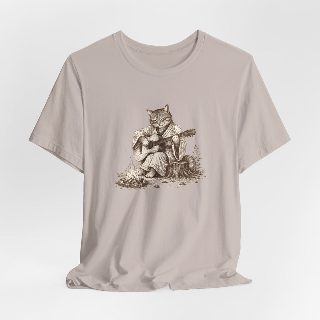 Cat Playing Guitar T‑Shirt – Vintage Acoustic Cat Music Tee