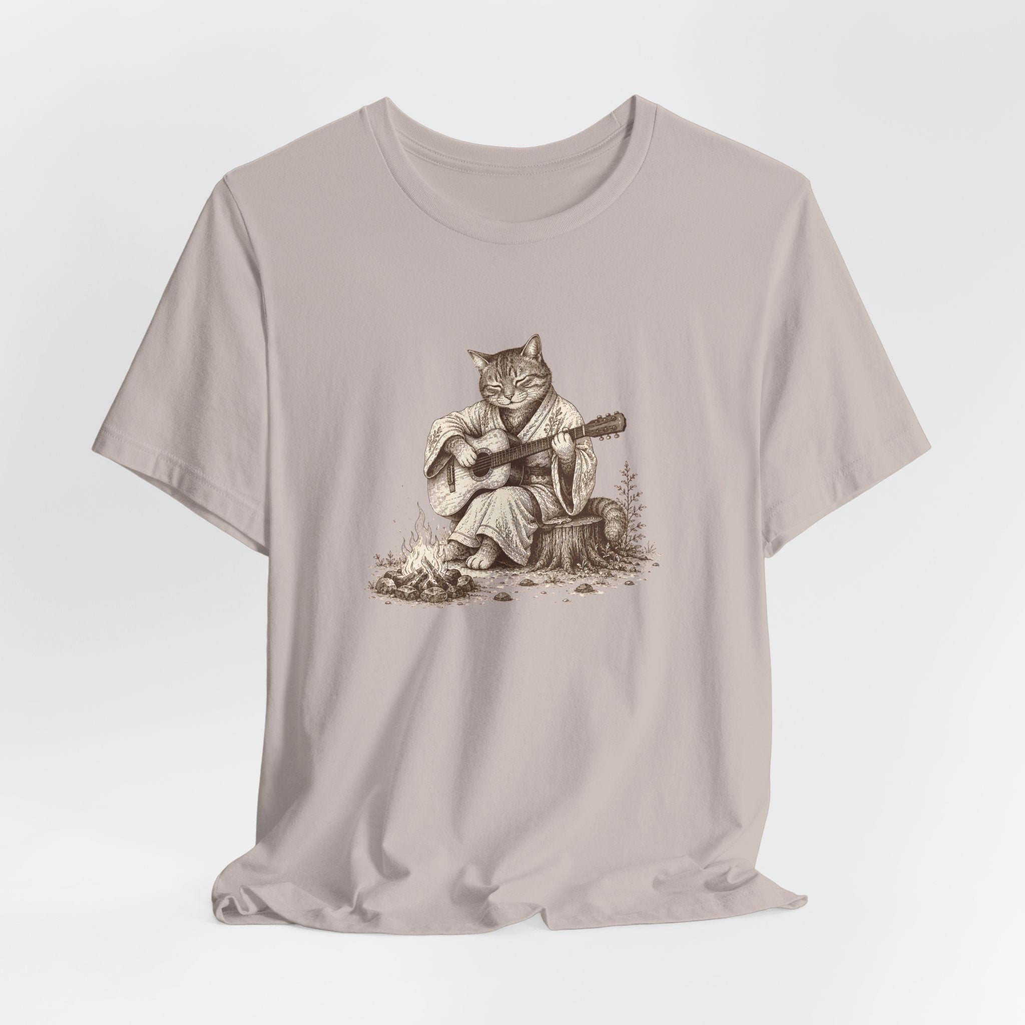 Cat Playing Guitar T‑Shirt – Vintage Acoustic Cat Music Tee