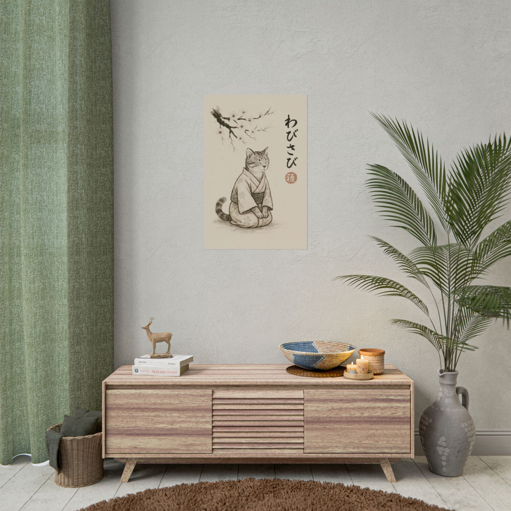 Wabisabi Cat | Japanese-Inspired Zen Wall Art