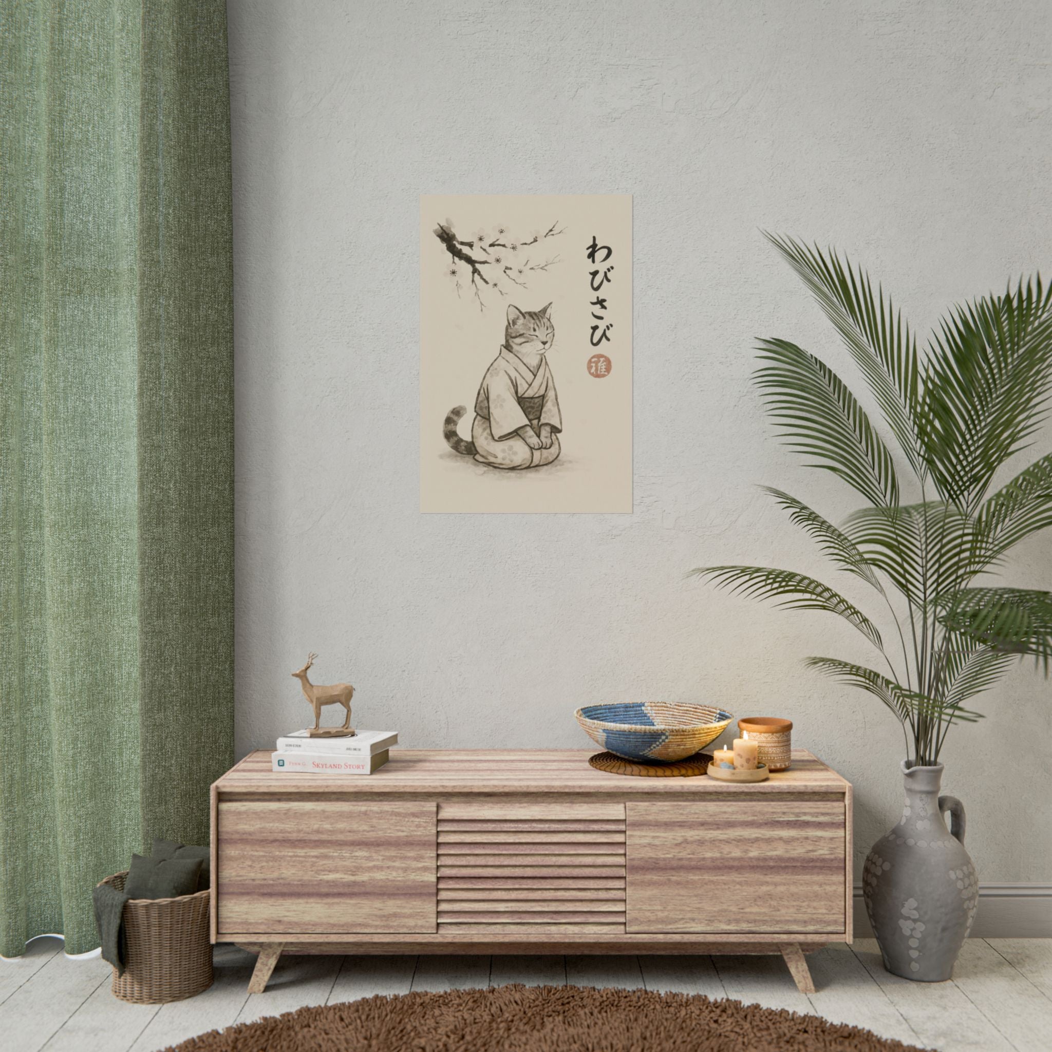 Wabisabi Cat | Japanese-Inspired Zen Wall Art