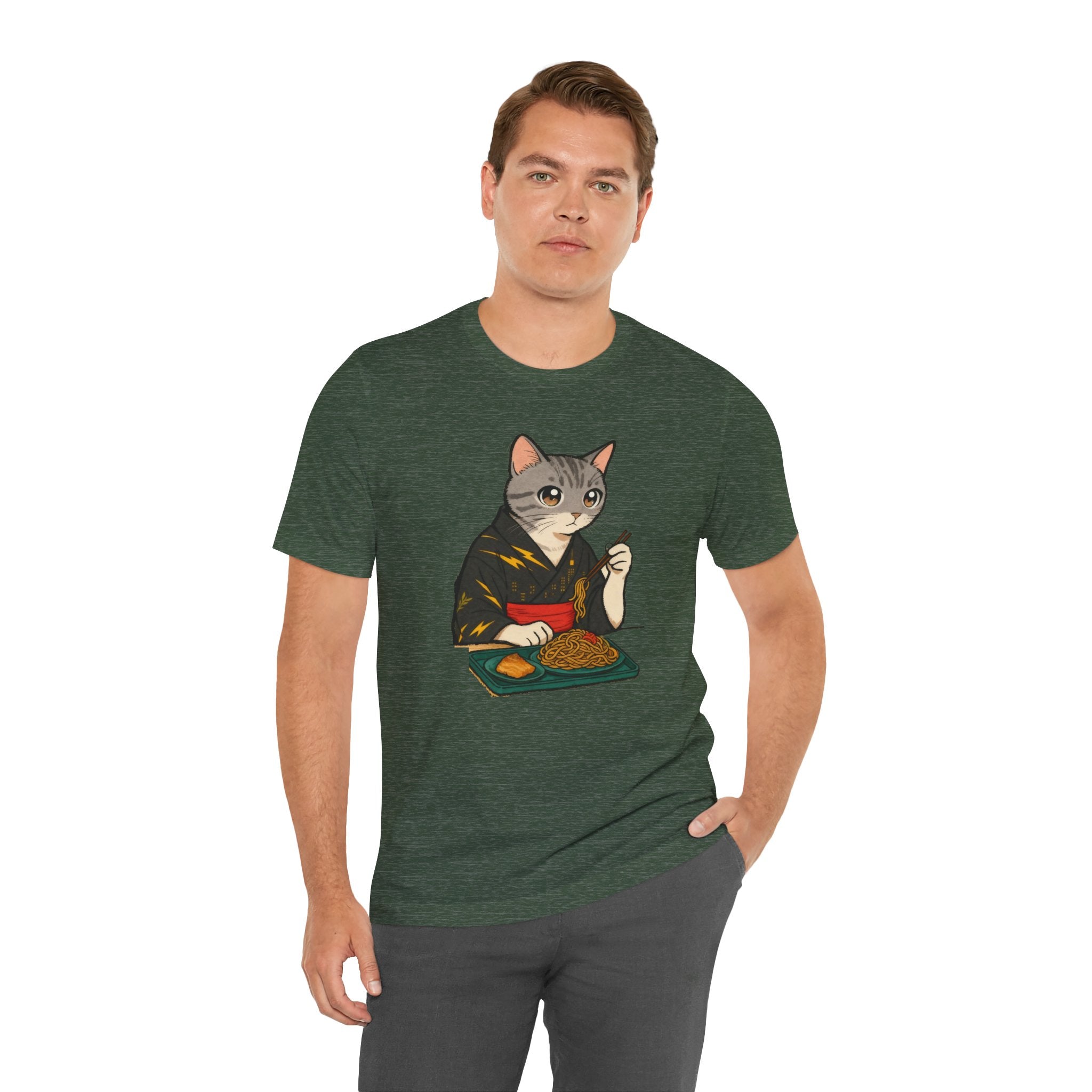Yakisoba Noodle Cat Shirt - Japanese Street Food Kimono Cat Tee - Kimono Cats Collection