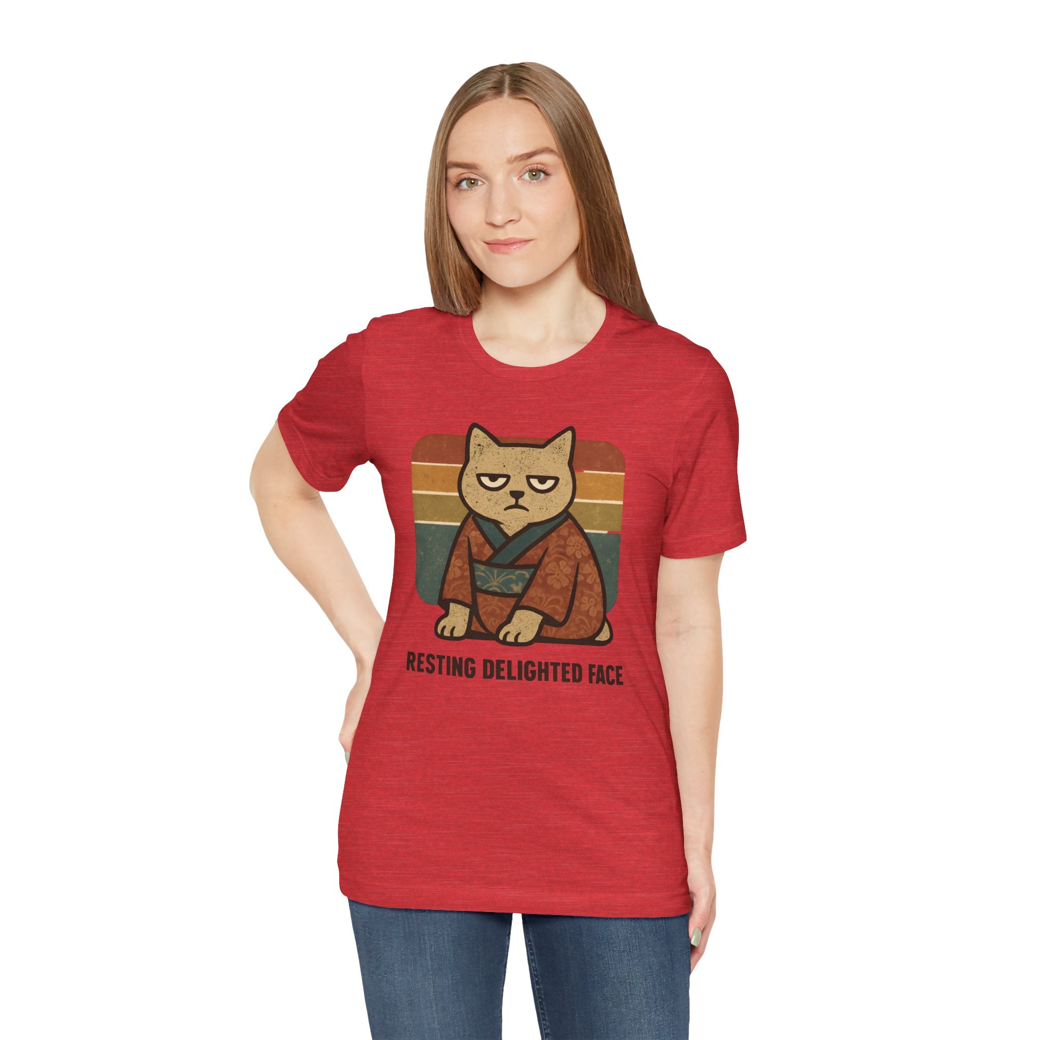 Resting Delighted Face - Grumpy Kimono Cat Vintage T-Shirt