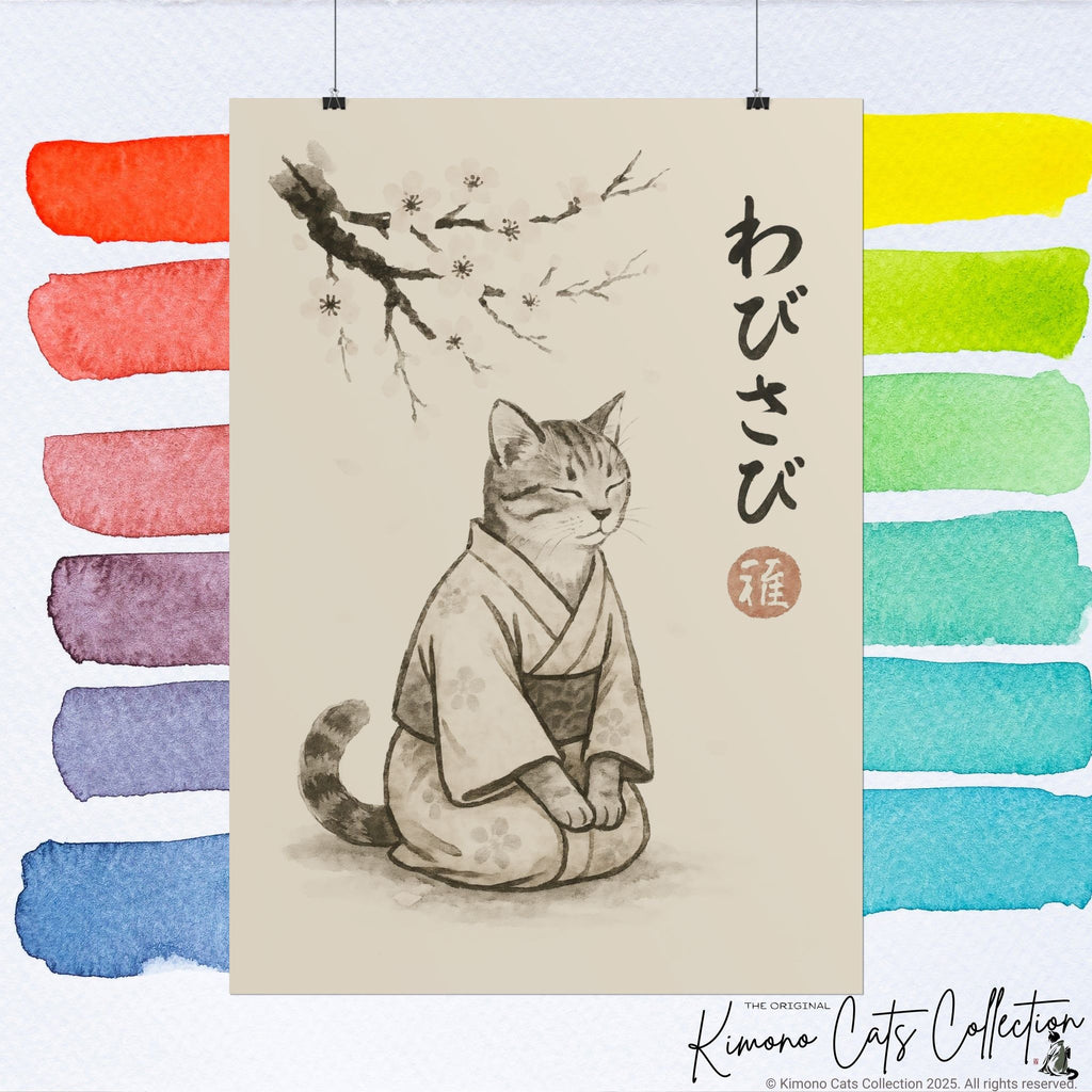 Wabisabi Cat | Japanese-Inspired Zen Wall Art