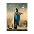 Cat Violinist Poster — Surreal Moonlit Cat Art Print (Rolled Poster)