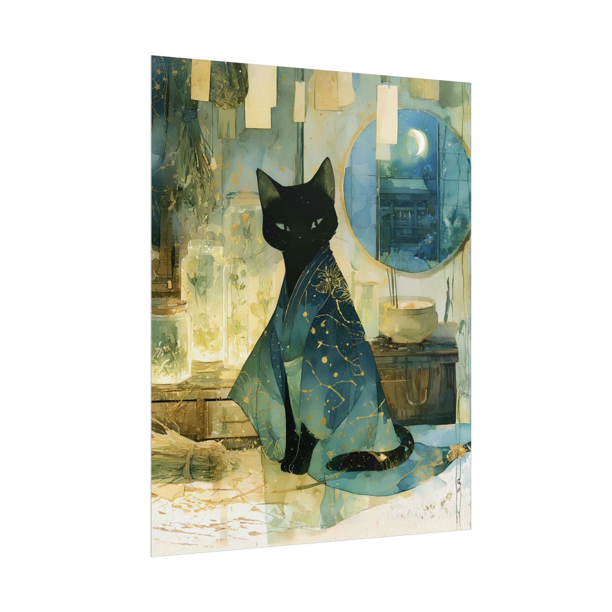Mystic Night Cat Poster