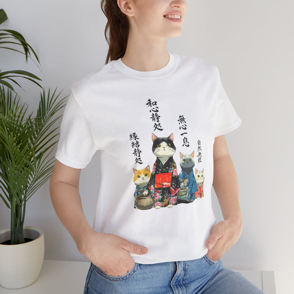 Zen Kimono Cats T-Shirt | Japanese Cat Illustration