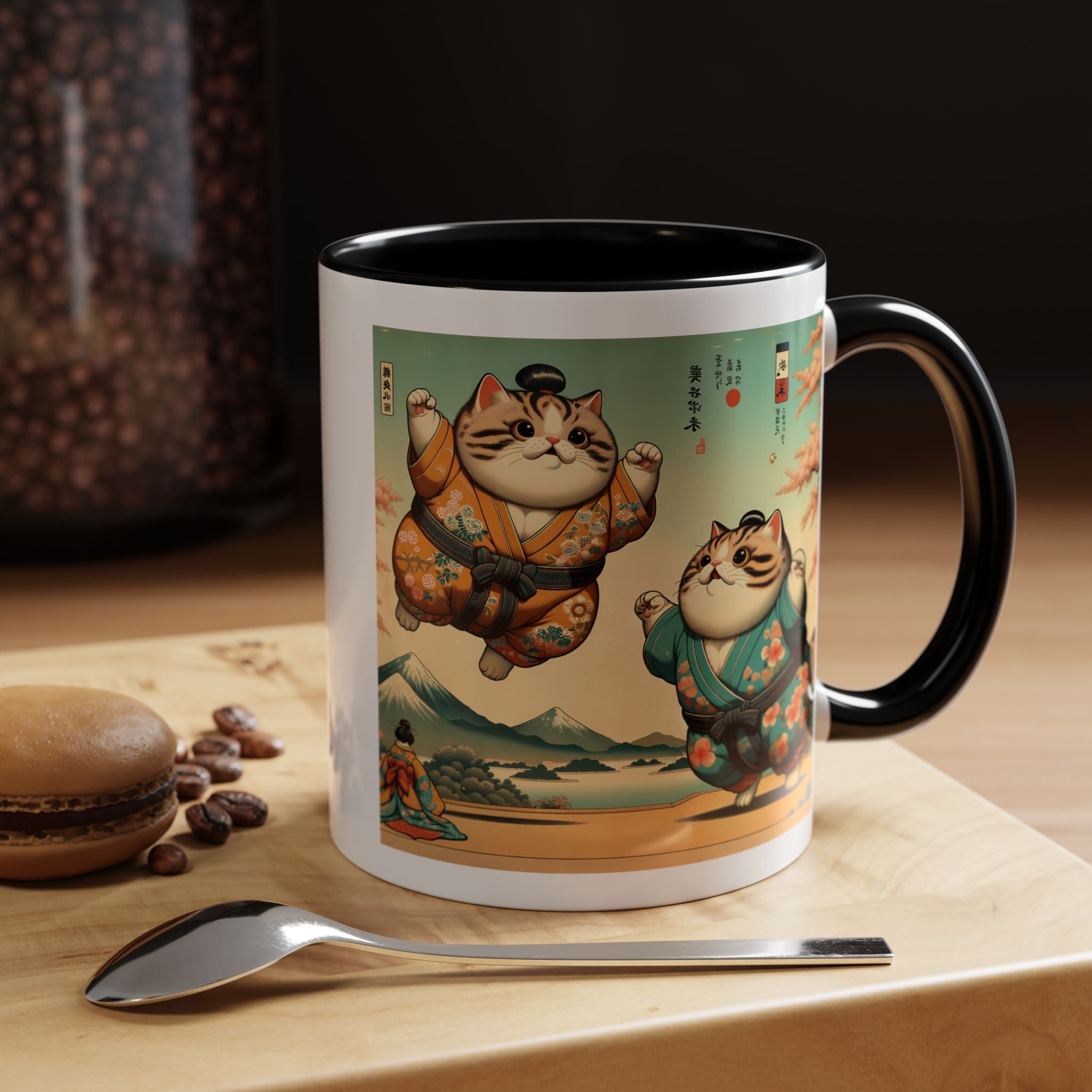 Sumo Cats Mug - Japanese Cherry Blossoms