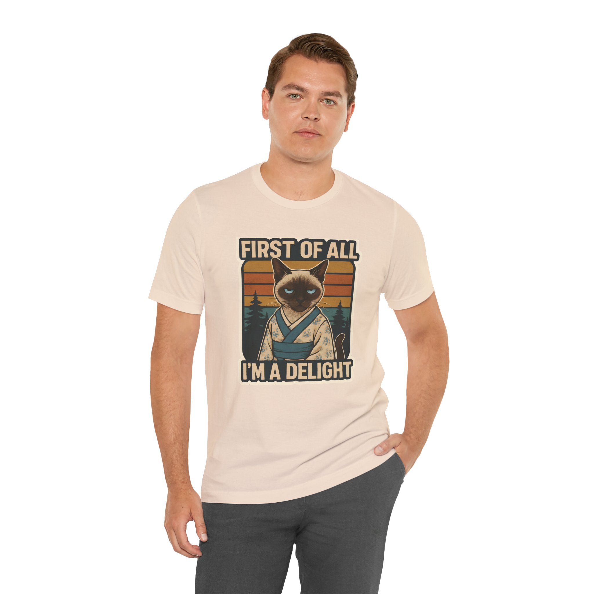 Siamese Cat Samurai "First of All I'm a Delight" T-Shirt