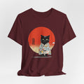 Black Cat Kimono Tee Shirt - Cute Unisex Cat Shirt, Unique Japanese Style Clothing for Animal Lovers - Kimono Cats Collection