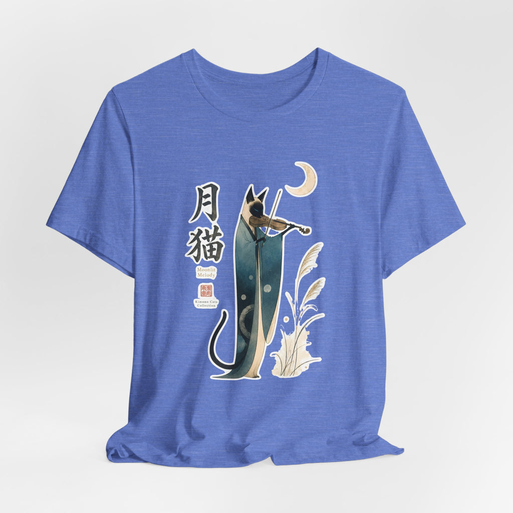 Moon Cat Violin Tee — Japanese-Inspired Cat Playing Violin T-Shirt