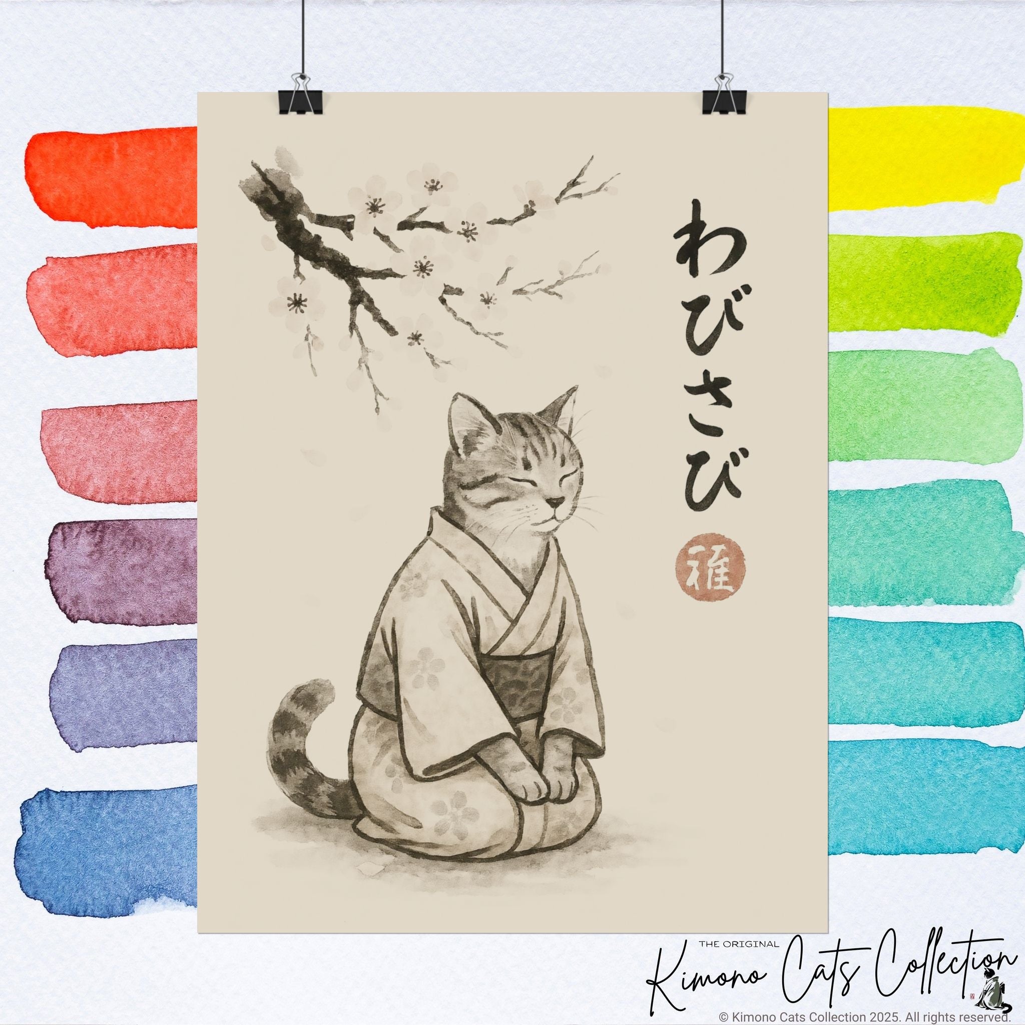 Wabisabi Cat | Japanese-Inspired Zen Wall Art