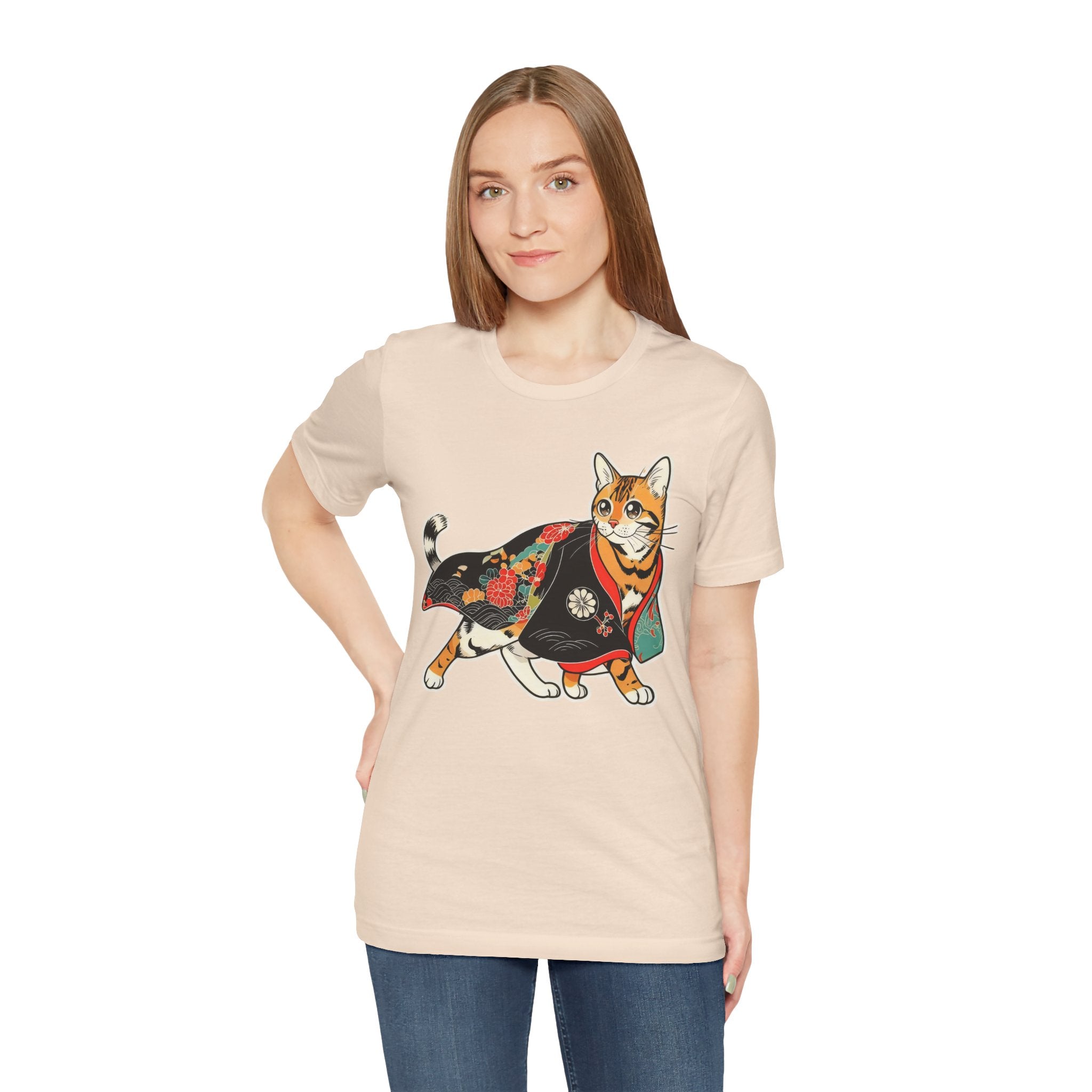 Japanese Neko Cat Shirt Calm Gift Tee, Kimono Neko Bengal