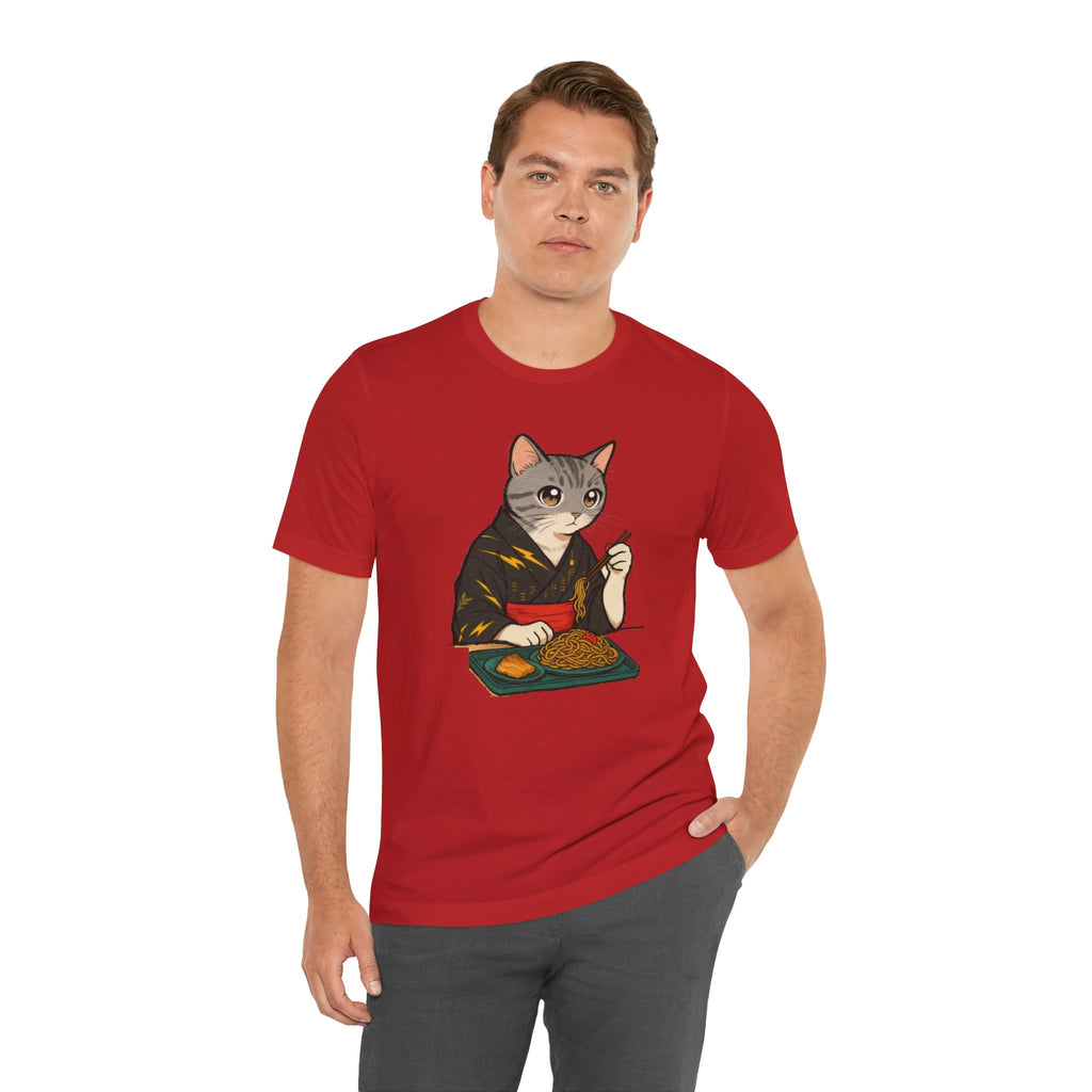 Yakisoba Noodle Cat Shirt - Japanese Street Food Kimono Cat Tee - Kimono Cats Collection