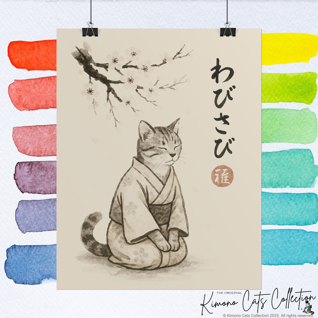 Wabisabi Cat | Japanese-Inspired Zen Wall Art