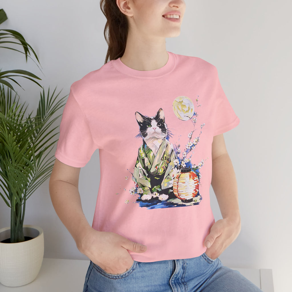 Moon Flower Cat Silhouette T-Shirt | Cat Illustration, Doodle Portrait