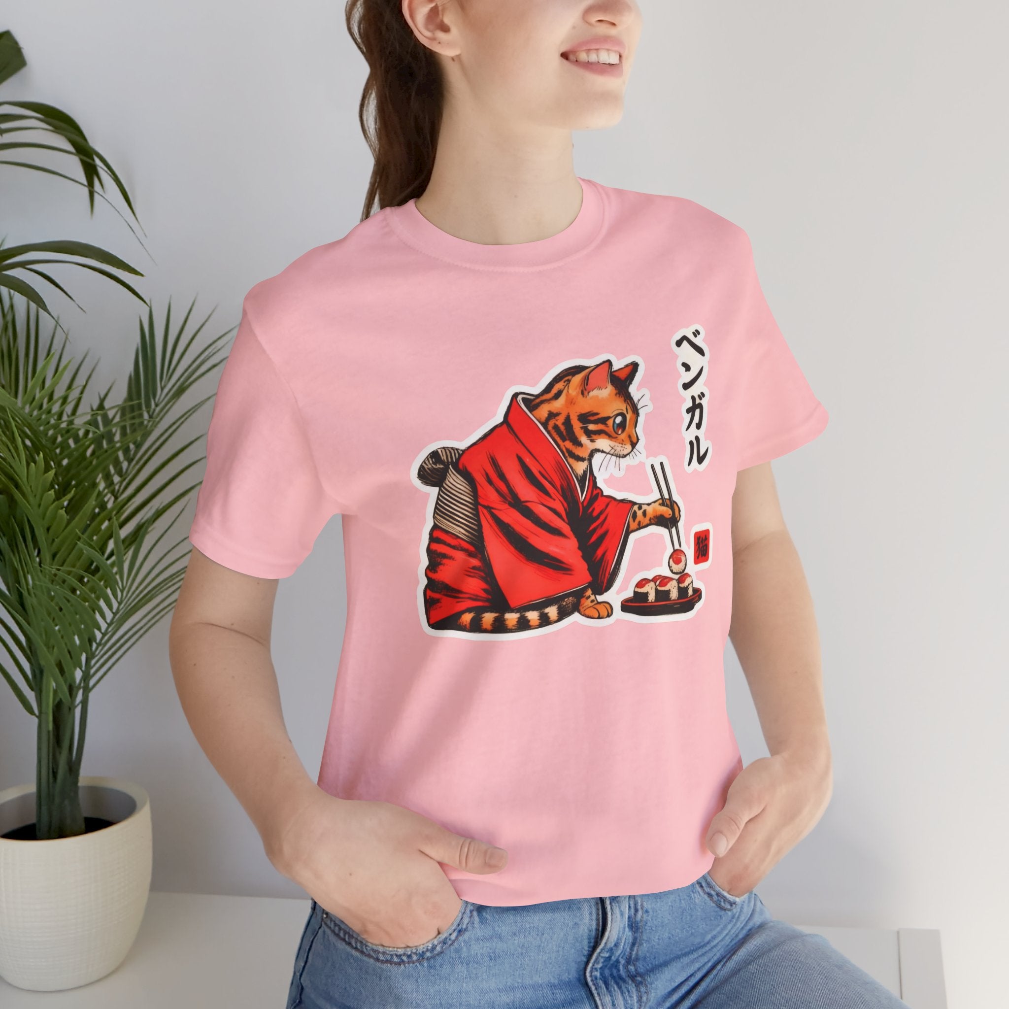 Kimono Sushi Cat Tee - Kawaii Bengal Cat Japanese Shirt