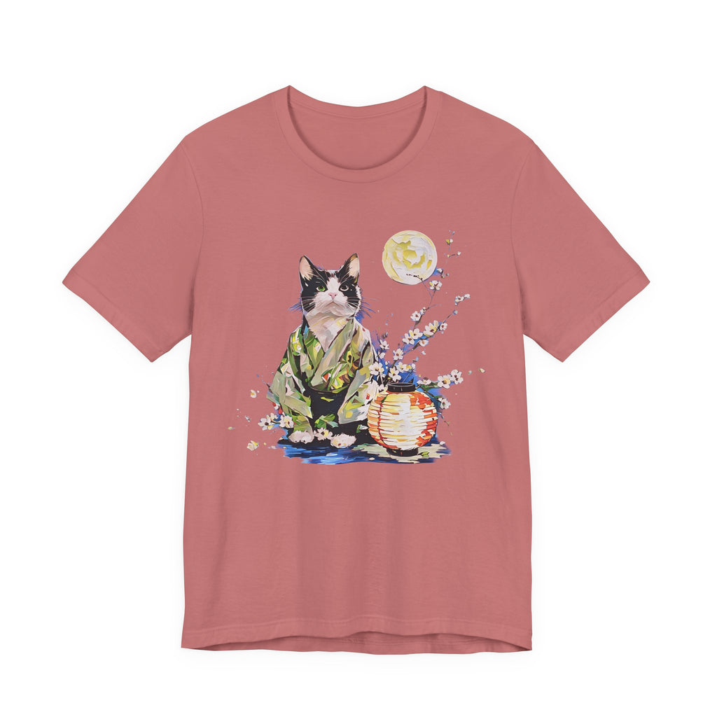 Moon Flower Cat Silhouette T-Shirt | Cat Illustration, Doodle Portrait