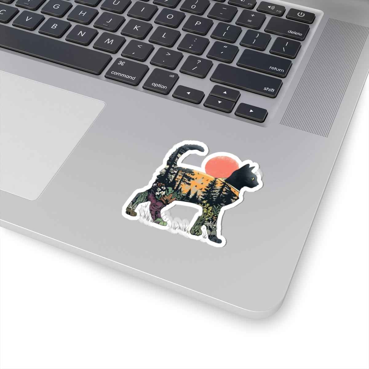 Black Cat Nature Silhouette Sticker | Kiss-Cut Vinyl