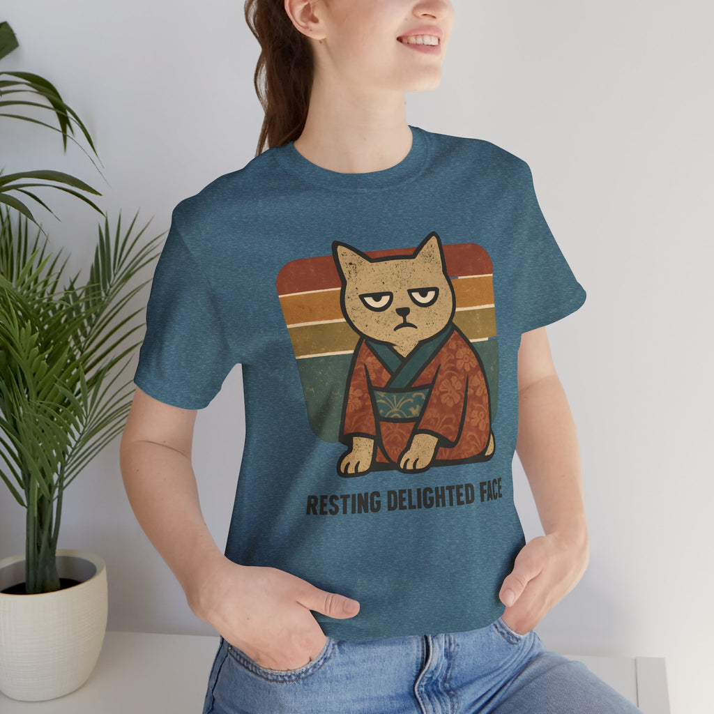 Resting Delighted Face - Grumpy Kimono Cat Vintage T-Shirt