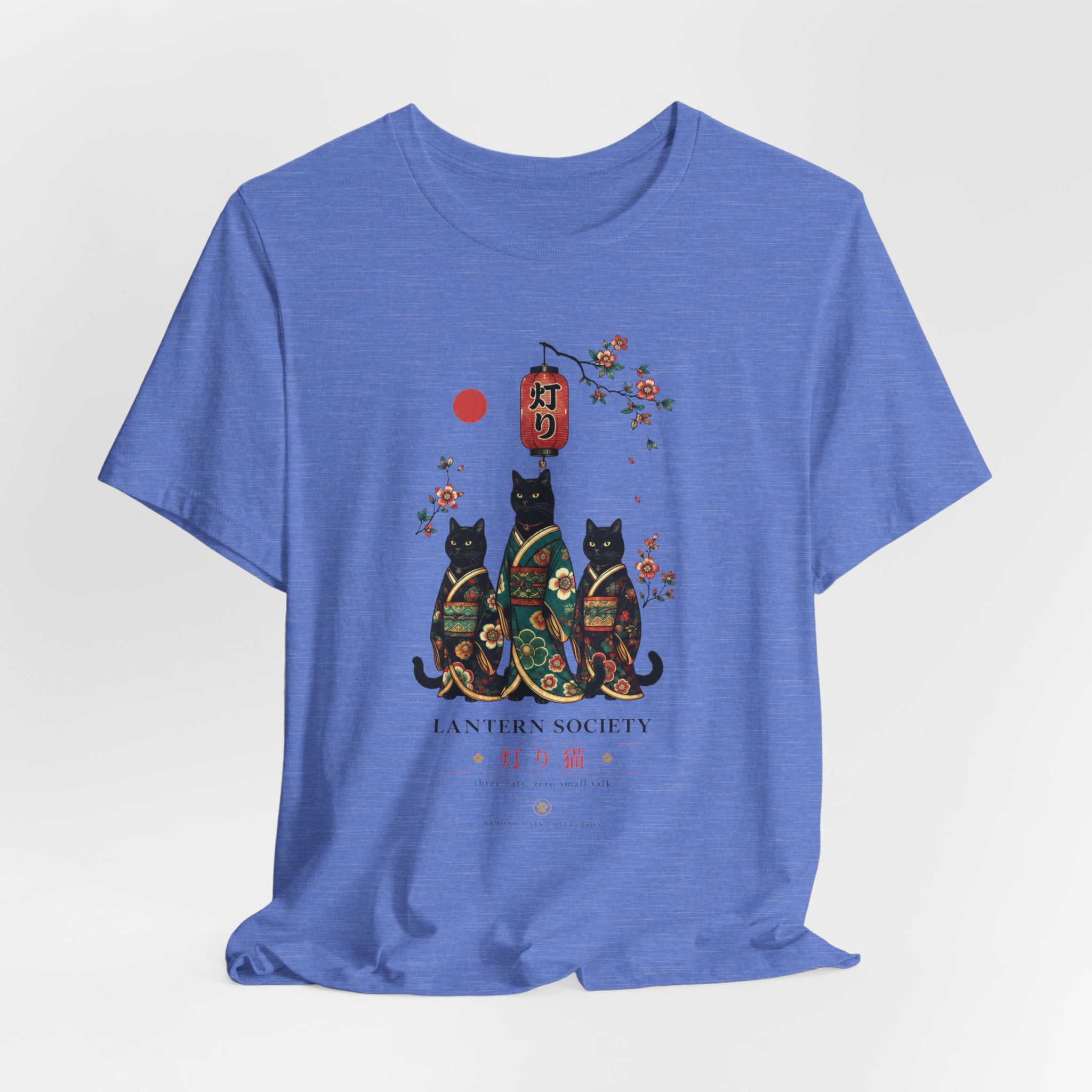 Lantern Society Cat Tee — Japanese Sakura Black Cats Graphic T-Shirt