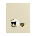 Minimal Cat and Tea Poster — Cute Calico Cat with Tea Cup Wall Art
