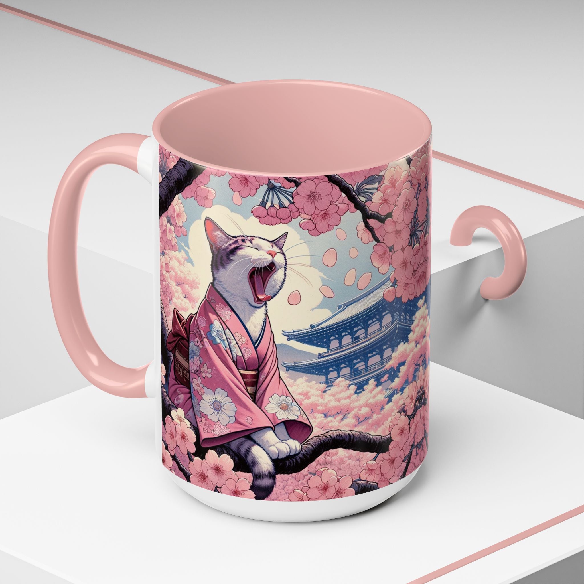 Sakura Cat Coffee Mug in Kimono Design - Kimono Cats Collection