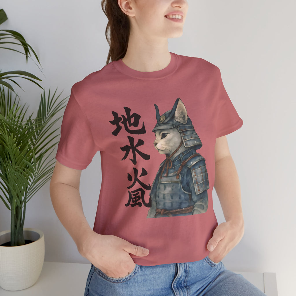 Samurai Cat Watercolor Tee | Japanese Kimono Neko Cat