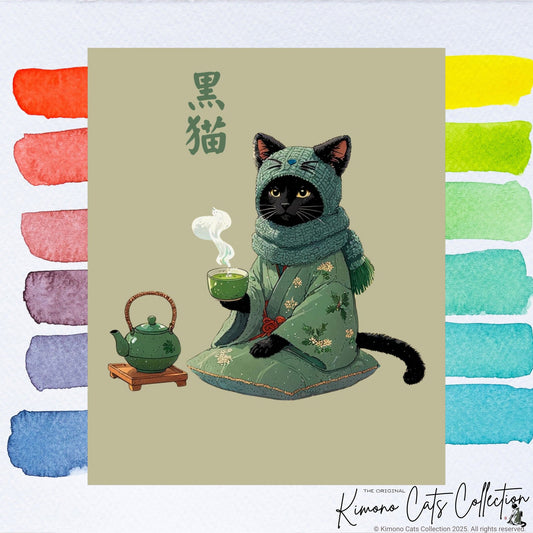 Cat Matcha Poster - Japanische Tee- und Kaffee-Katzenkunst ☕🐾