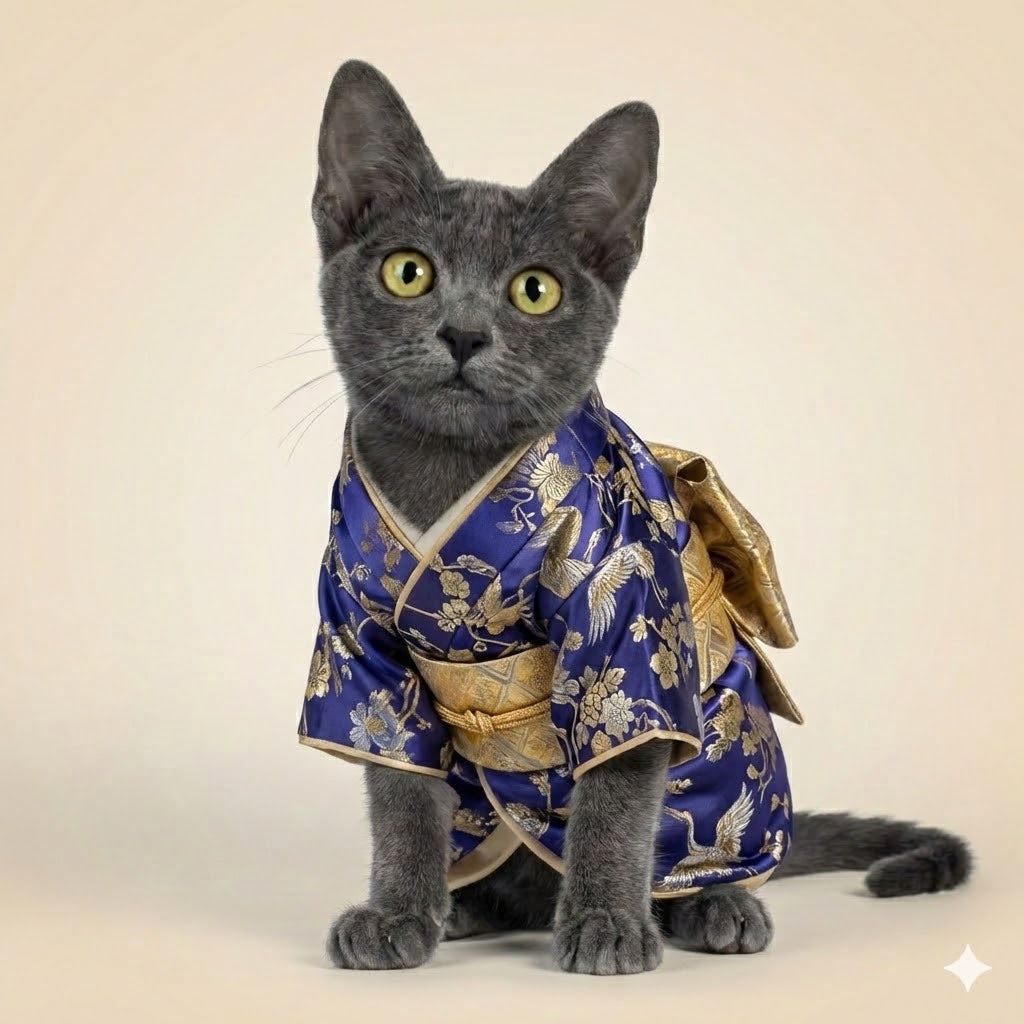 Individuelles Kimono-Haustierportrait – Personalisiertes Haustierkunstwerk im japanischen Stil