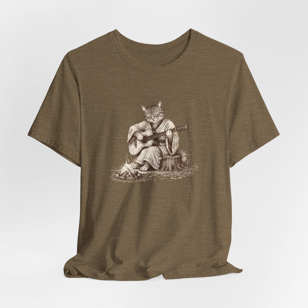 Cat Playing Guitar T‑Shirt – Vintage Acoustic Cat Music Tee