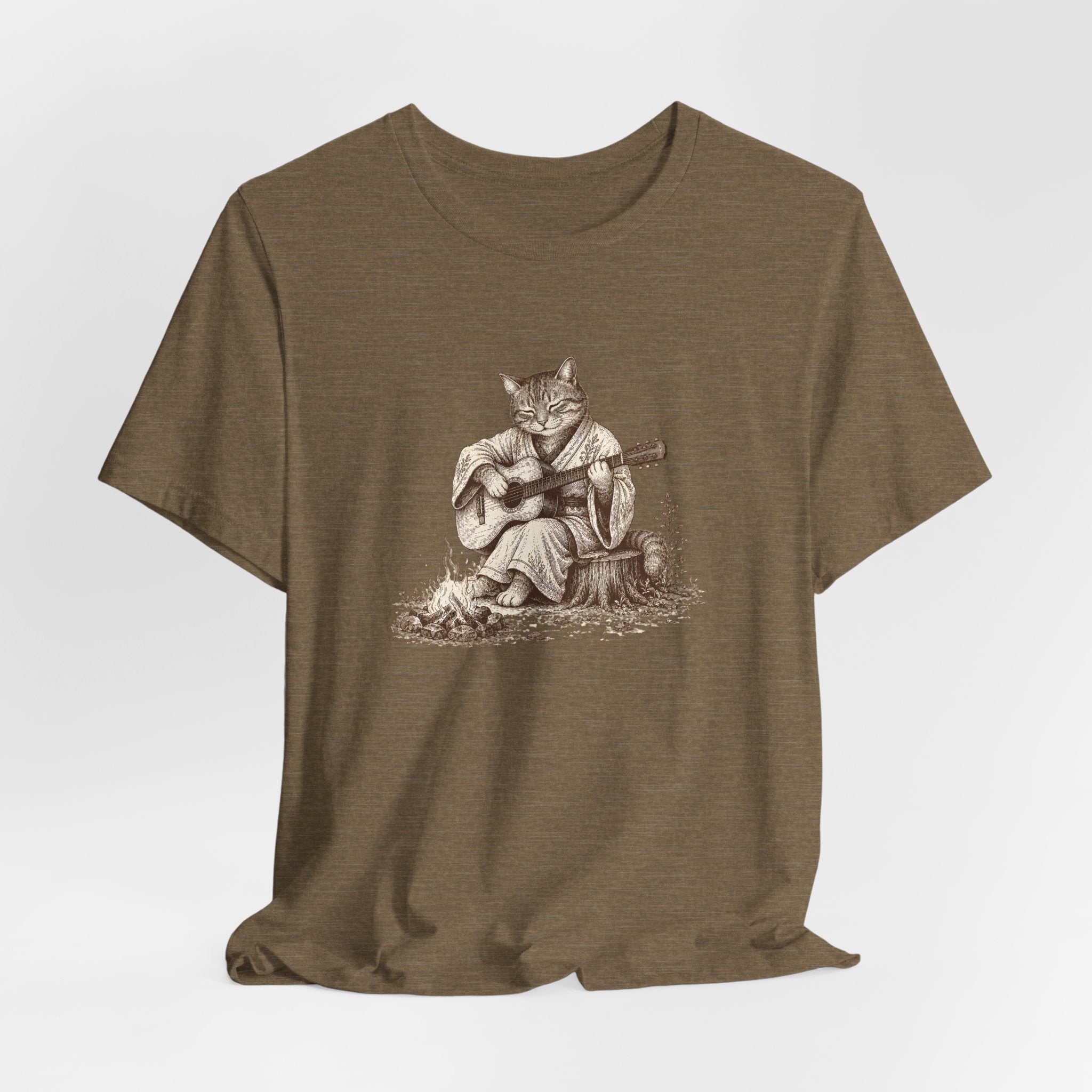 Cat Playing Guitar T‑Shirt – Vintage Acoustic Cat Music Tee